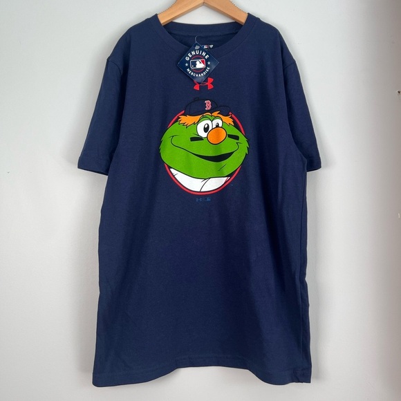 Under Armour Boston Red Sox Mascot  Blue Short Sleeve Tee Heatgear Loose Medium - Picture 1 of 3